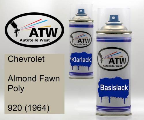 Chevrolet, Almond Fawn Poly, 920 (1964): 400ml Sprühdose + 400ml Klarlack - Set, von ATW Autoteile West.